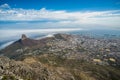 Panoramic view of Cape Town, Lion`s Head and Signal Hill from the top of Table Mountain Royalty Free Stock Photo