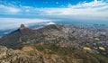 Panoramic view of Cape Town, Lion`s Head and Signal Hill from the top of Table Mountain Royalty Free Stock Photo