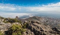 Panoramic view of Cape Town, Lion`s Head and Signal Hill from the top of Table Mountain Royalty Free Stock Photo