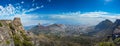 Panoramic view of Cape Town, Lion`s Head and Signal Hill from the top of Table Mountain Royalty Free Stock Photo