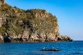 Capo Mazzaro cape aside Isola Bella island at Taormina bay on Ionian sea shore in Messina region of Sicily in Italy Royalty Free Stock Photo