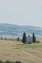 Panoramic view on the Cappella della Madonna di Vitaleta in San Royalty Free Stock Photo