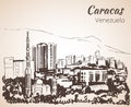 Panoramic view of Caracas, Venezuela. Sketch.