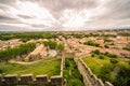 Panoramic View of Carcassonne City and Saint-Gimer Church Roof from its Medieval Citadel CitÃÂ© MÃÂ©diÃÂ©vale and Battlements