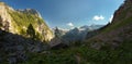 Panoramic view of the carstic mountain valley, Berchtesgaden nat Royalty Free Stock Photo