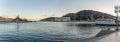 Panoramic view of Cartagena Murcia port marina sunset time in Mediterranean Spain