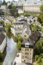 Panoramic view of the casemates and the historic center of Luxembourg City. Beautiful aerial view from the Balcony of Europe Royalty Free Stock Photo