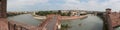 Panoramic view of Castelvecchio Bridge from the Castelvecchio M Royalty Free Stock Photo