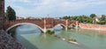 Panoramic view of Castelvecchio Bridge from the Castelvecchio M Royalty Free Stock Photo