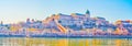 Panoramic view on Castle Hill with the Palace on the top, Buda side of Budapest, Hungary Royalty Free Stock Photo