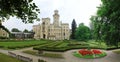 Panoramic view of the castle - Hluboka nad Vltavou. Old landmark in Czech Republic