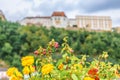 Panoramic view castle Veste Oberhaus on river Danube. Antique fortress in Passau, Lower Bavaria, Germany