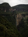 Panoramic view of Catarata del Gocta waterfall cataract cascade in Bongara Amazonas near Chachapoyas in Peru andes