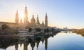 Panoramic view of the Cathedral of Pilar from the stone bridge Royalty Free Stock Photo