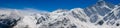 Panoramic view of the Caucasus Mountains from Cheget, height 3050 meters, Kabardino-Balkaria, Russia