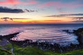 Panoramic view of a Causeway coast and glens with Giants Causeway and sea in Northern Ireland, UK Royalty Free Stock Photo