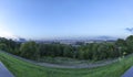 Panoramic view of central Moscow from Sparrow Hills or Vorobyovy Gory observation viewing platform