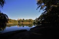 Panoramic view of a central park lake in New York city Royalty Free Stock Photo