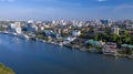 Panoramic view of the central part of Rostov-on-Don. , aerial view, the river Don, view of the city embankment, pleasure boats, Royalty Free Stock Photo