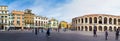 Panoramic view of central square and Arena Verona, Verona Italy. Royalty Free Stock Photo