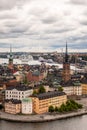 Panoramic view of the central Stockholm, Sweden landscape: Riddarholmen, Stadsholmen and Soder