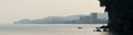 Panoramic view of Chakvi from the beach in Makhinjauri, Georgia. Royalty Free Stock Photo