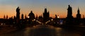 Panoramic view of Charles Bridge before dawn Royalty Free Stock Photo
