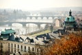 Panoramic view of Charles bridge on Vltava, Prague Royalty Free Stock Photo