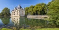 Panoramic view on chateau Azay-le-Rideau reflecting in a pound at sunny day, Loire valley, France. Royalty Free Stock Photo