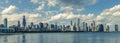 Panoramic view of Chicago skyline by night Royalty Free Stock Photo