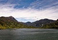 Panoramic view of Chilean fjords - Puerto Chacabuco - Chile Royalty Free Stock Photo