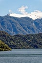 Panoramic view of Chilean fjords - Puerto Chacabuco - Chile Royalty Free Stock Photo