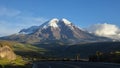 Panoramic view of the Chimborazo volcano in a day with clear blue sky. Royalty Free Stock Photo