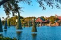 Panoramic view of Chritsmas Trees on light blue sky background.at Seaworld in International Drive area 1 Royalty Free Stock Photo