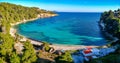 Panoramic view of Chrysi Milia beach in Alonnisos island, Greece