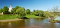 Panoramic view of church over river Royalty Free Stock Photo