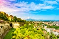 Panoramic view of Citta Alta, old town. Bergamo