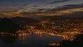 Panoramic view of the city from above at night, with the lights on Royalty Free Stock Photo