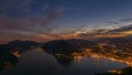 Panoramic view of the city from above at night, with the lights on Royalty Free Stock Photo