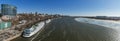 Panoramic view of city and bank of Don river from Voroshilovsky bridge in Rostov-on-Don, Russia Royalty Free Stock Photo