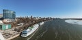 Panoramic view of city and bank of Don river from Voroshilovsky bridge in Rostov-on-Don, Russia Royalty Free Stock Photo