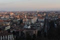 Panoramic view of the city of Bergamo, Italy during sunset with beautiful stone buildings and blue sky Lombardy Royalty Free Stock Photo