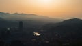 Panoramic view of the city of Bilbao during sunset Royalty Free Stock Photo