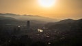 Panoramic view of the city of Bilbao during sunset Royalty Free Stock Photo