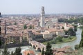 Panoramic view of the city from Castel San Pietro, summer season in Verona city