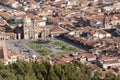 Panoramic view of the city of Cuzco, with a clear blue sky