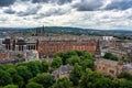 Panoramic view of the city of Edinburgh from the top of the castle with the mountains in the background, Scotland Royalty Free Stock Photo