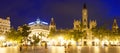 Panoramic view of city hall at Placa del Ajuntament. Valencia Royalty Free Stock Photo