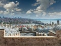 Panoramic view of city Istanbul, Bosphorus bridge from Galata tower.Turkey.