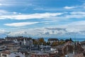 Panoramic view of the city of Lausanne and Lake Geneva Royalty Free Stock Photo
